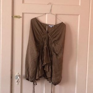 Ruched long sleeve peasant blouse